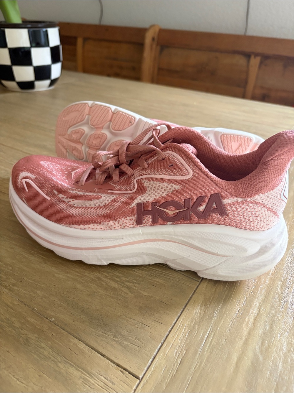 NWOT Hoka Clifton 10 Pink and White Running Sneakers - Women 9.5